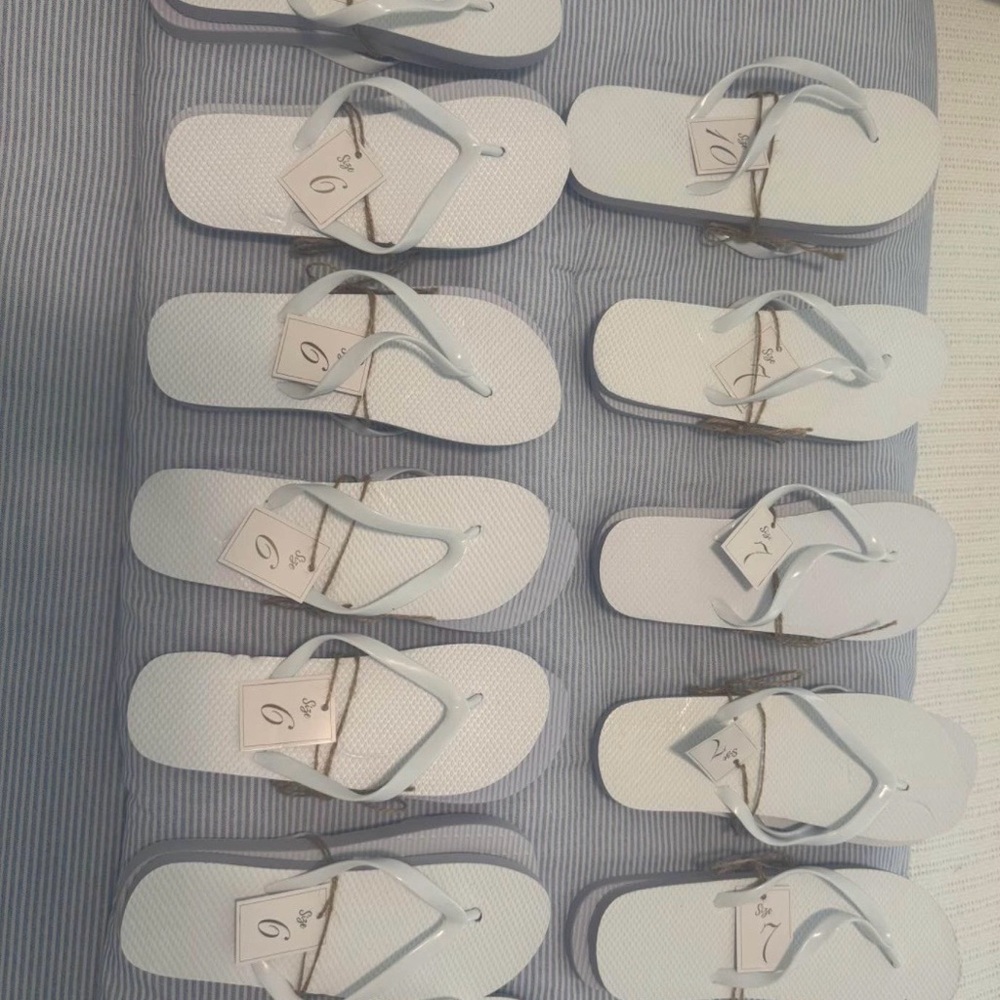 New White Flip Flops 12 pair